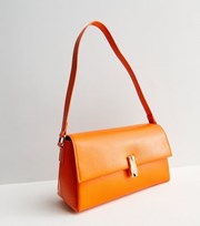 New Look Bright Orange Leather-Look Twist Lock Shoulder Bag